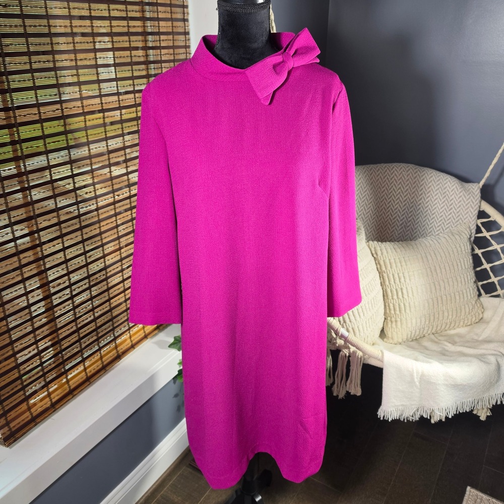 Eliza J Magenta Pink Bow Shift Dress Size 16 NWT Wedding Guest Cocktail